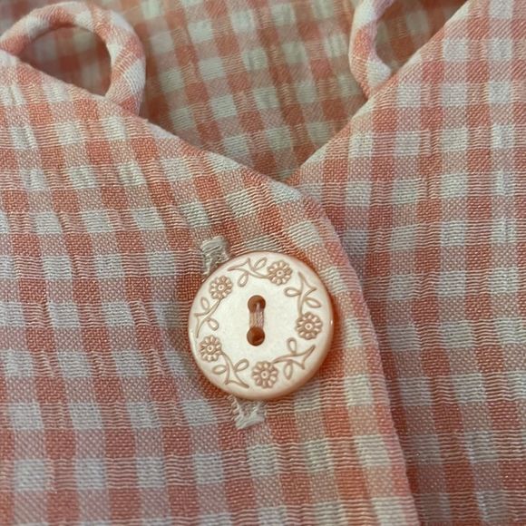 Vintage Kathy Lee peach gingham midi loop details cute corset tie in back - Picture 4 of 6